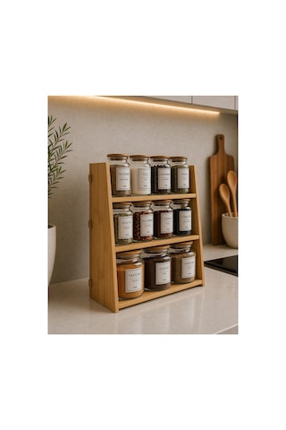 Prime Plus - 3 Katlı 23 Parça Saklama Kabı Organizer Bambu Standlı Baharatlık Seti Diğer