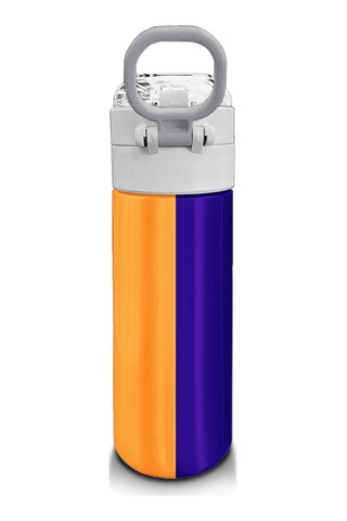 Coral High Kids Renkli Çizgili Desenli Pipetli Ve Direkt İçim Çelik Termos 500 Ml 31874 Mor - Lila