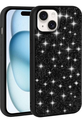 Apple Uyumlu iPhone 15 Parlak Taşlı Tasarım Pırlanta Csk Zore Kılıf-gri
