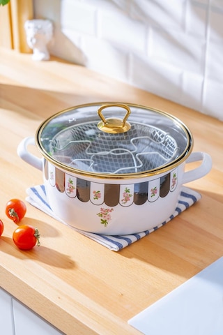 Acar Luma İndüksiyon Uyumlu Emaye Kızartma Tenceresi - 22 Cm Renkli