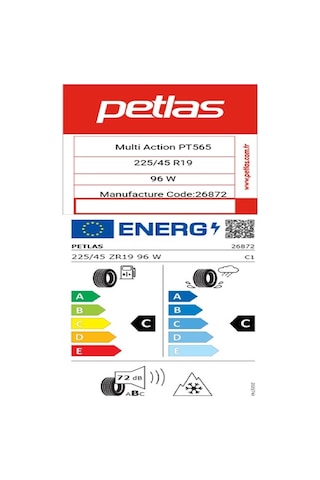 Petlas 225/45 R19 Tl 96w Reınf. Multı Actıon Pt565 Oto Dört Mevsim Lastiği 2026