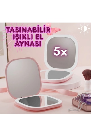 Işıklı Büyüteçli Cep Aynası, Makyaj Usb Şarjlı Katlanır Dokunmatik Led Seyahat El Makyaj Aynası Çok Renkli