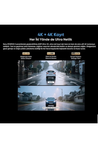 Viofo A229 Ultra 2 Kameralı Ön Ve Arka Dış Su Geçirmez 4k+4k Sony Starvis 2 Sensörlü Dual Hdr Wi-fi 6 Gps'li Araç Kamerası