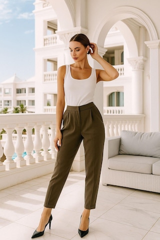 Rich Kadın Kahverengi Mom Kesim Trend Yumuşak Dokulu Pantolon Çok Renkli