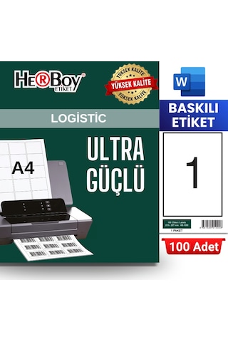 Herboy Hb-1000 210 X 297 Mm A4 Baskılı Laser Etiket 100 Adet