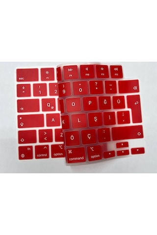 Arabulalaca MacBook Uyumlu Air 15 A2941 Türkçe Klavye Koruyucu Kırmızı