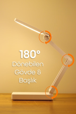 Şarjlı Masa Lambası 3 Renk 40 Led Renk Katlanır Ayarlı Dokunmatik Dimmerli Çalışma Okuma Işığı Pr18