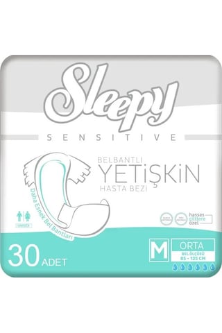 Sleepy Sensitive Antibakteriyel Süper Yetişkin Hasta Bezi Medium 30 Adet