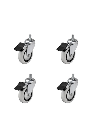 4 Adet Hts Döner 3/8 Vidalı Frenli Mobilya Tekeri Çap : 74 Mm Kod : 354