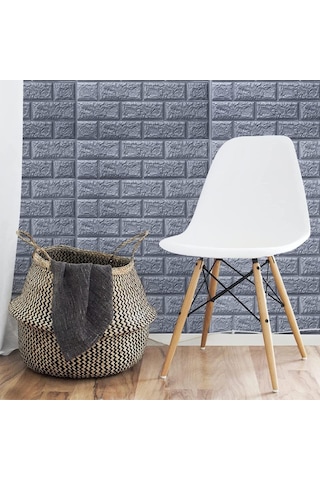 10 Adet 35x38cm Gri Kendinden Yapışkanlı Duvar Kağıdı Esnek Köpük Panel 3d Tuğla Desen