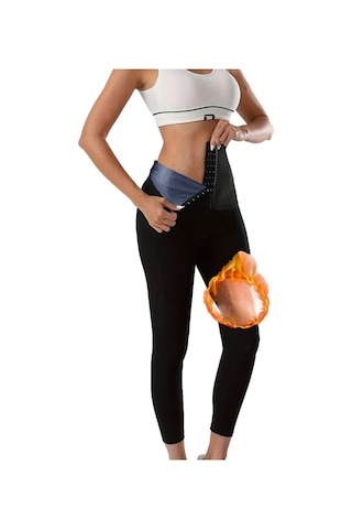 Mistirik Sauna-tayt Model Terleten Yüksek Bel Spor Termal Tayt Siyah