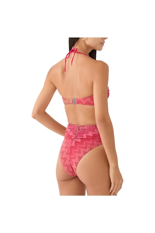 Missoni Zig Zag Lamé Esnek Naylon Bikini Parlak Pembe
