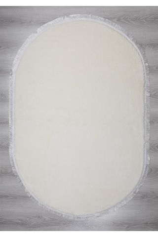 My Evilla Modern Dekoratif Oval Spor Saçaklı Puffy Peluş Halı Yolluk 001