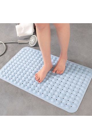 Teltree Pvc Banyo Anti Kayma Matı: Su Geçirir, Emici Çemberli, Masajlı, 35x70cm Mavi Banyo Tabanı Koruyucu Diğer