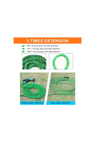 Gajeena 22.86 Metre 75ft 3x Yüksek Basınçlı Genişleyen Su Hortumu - Araba Yıkama Ve Bahçe Sulama Seti Turuncu