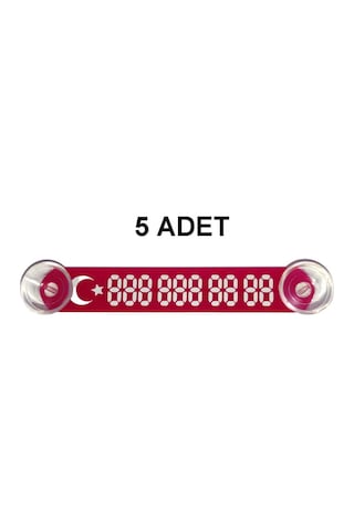Kırmızı-Beyaz Araç Park Telefon Numaratörü -5 ADET- Tel No Göste