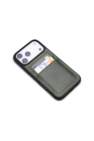 Zawa Apple İphone 17 Pro Max Uyumlu Suni Deri Kartlık Arka Koruma Kılıf - Bordo