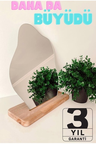 Evcazım 35 Cm X 28 Cm Düzensiz Estetik Makyaj Aynası Çerçevesiz, Dekoratif Masa Üstü Ayna Yatak Oda