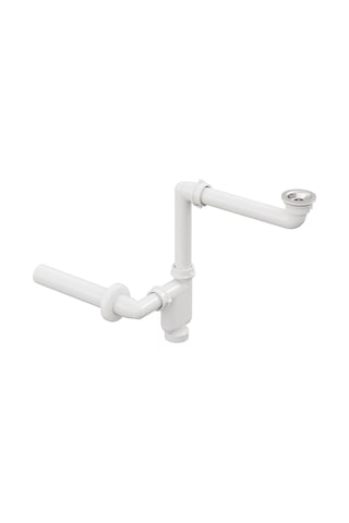 Aqua Bagno Comfort Yer Kazandıran Lavabo Sifonu Ve Süzgeç - 2 Parça , Kolay Temizlenir, Ayarlanabilir Koku Önleyici Gide beyaz