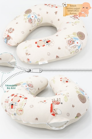 Mordesign Çift Taraflı Emzirme Yastığı /bebek Destek Minderi, Hamile Yastığı, Pamuklu Kumaş, Animal Serisi