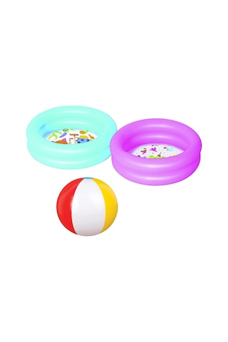 Bestway 51061, Desenli Zemin Şişme Bebek Havuzu ve Plaj Topu