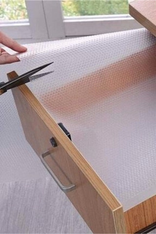 45cm X 10 M Şeffaf Kaydırmaz Raf Dolap Ve Çekmece Örtüsü Ve Maket Bıçağı Beyaz
