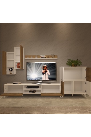 Decoraktiv Eko 6 Mdf Dvd Retro Tv Ünitesi Tv Sehpası Beyaz - Pera