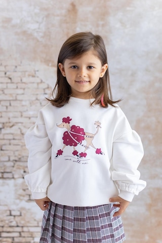 Mininio Kız Bebek Sim Baskılı Sweatshirt - Skasar Ekru