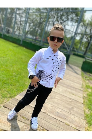 Modavals Erkek Çocuk 4 Parça Deri Ceket Kot Pantolon Kombin - 574283691 Siyah