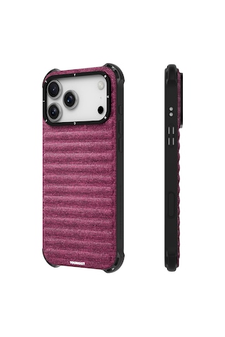 Apple Uyumlu iPhone 17 Pro Max Kılıf M-safe Şarj Özellikli Youngkit Canvas Serisi Kapak Mürdüm Mürdüm