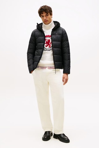 Tommy Hilfiger Erkek Mid Weight Kapüşonlu Jacket Mont - Siyah Triple Black