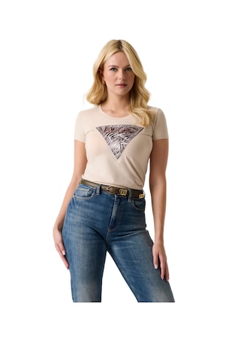Guess W6gı19k3042k3042 Ss Cn Zebra Triangle Kadın Tişört Krem