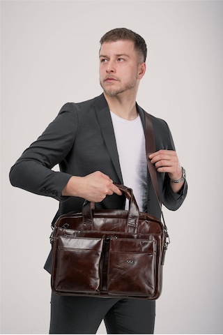 Ççs 71472 Hakiki Deri Evrak Çantası Kahve