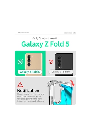 Samsung Galaxy Z Fold 5 Uyumlu Clear Şeffaf Sararmaz Renksiz Silikon Kapak Case 180 Tam Korumalı Çok Renkli