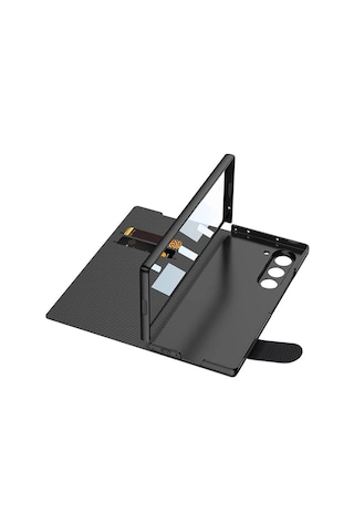 Galaxy Uyumlu Z Fold 6 Kılıf Karbon Fiber Tasarımlı Magnetik Tokalı Kartlıklı Redclick Kıpta Zega Kapak