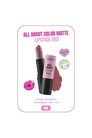 Callista All About Color Matte Lipstick Nemlendirici Mat Ruj - 503 Table For Two - Pembe
