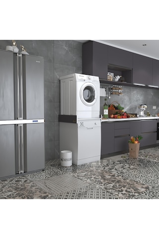 Kenzlife Çamaşır&bulaşık Makinesi Dolabı Lenya Gri 015 80 70 Banyo Aparatı Arkalıksız Büyük Boy Xlarge Beyaz