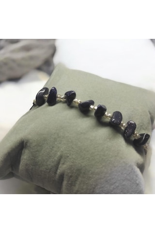 Doğal Taş Bileklik Yıldız Taşı Bileklik Ayarlanabilir İpli Siyah Yaldız Taş Kristalize Kırık Taş Şifalı Bileklik Siyah