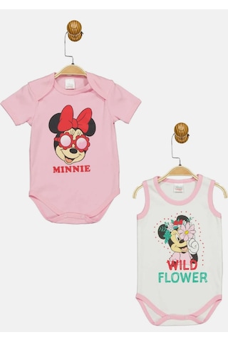 Minnie Mouse Lisanslı Pembe Kız Bebek 2'li Body Takım Mn17331 Pembe