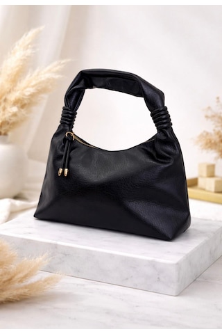 Addy Siyah Luna Hobo Pebble Velvet El Ve Omuz Çantası siyah