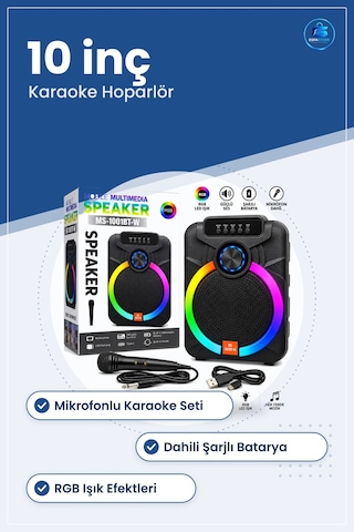 Bluetooth Hoparlör " Karaoke Mikrofonlu Şarjlı Rgb Taşınabilir Se
