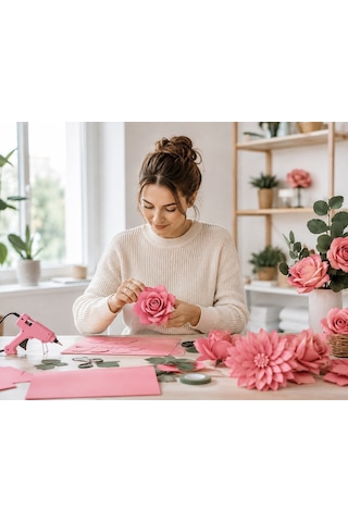Eva Kağıt, Çiçek Yapım Eva, Dekoratif Süsleme Ve Elişi Kağıdı, 1.5 Mm - 50x70 Cm - Pembe Somon