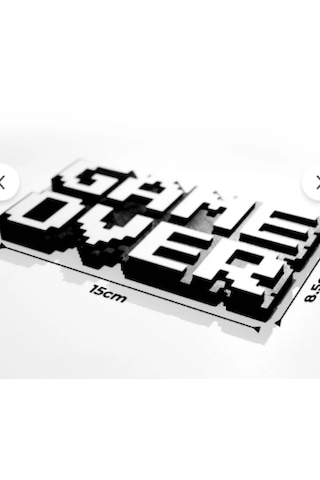 Retro Game Over Kabartmalı Dekoratif Obje - Siyah Masaüstü Ve Duvar Süsü Hediye 0