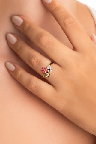 Sevilla Çiçeği 18 Ayar Sarı Altın Kaplama Gümüş Ayarlanabilir Yüzük Sarı