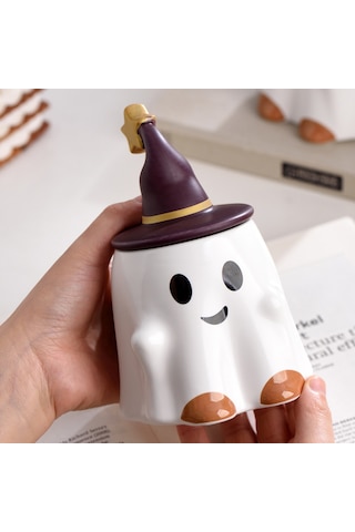 Qingmipy Halloween Canavar Figürlü Seramik Kupa 401-500ml Büyük Kapasiteli Ofis Kahve Süt Bardak Çok Renkli