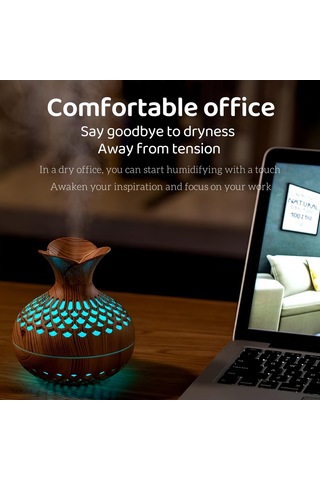 Nemlendirici Aroma Makinesi Gece Işığı 3in1, Ahşap Tahıl Çiçek Zen Nemlendirici, Mini Soğuk Sis Nemlendirici Hafif Ahşap Tahıl Renk 3 Renk Uzaktan Kumanda Yok
