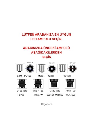 Oto 144led Ampul 2'li Set, 1016m 12v Çift Duy Kırmızı Işık, Fren, Park, Sinyal Ampulleri
