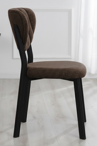 Nemeron Mutfak Sandalyesi Keten Kumaş Metal Sandalye Silinebilir Kafe Salon Sandalyesi - Kahve Kahve