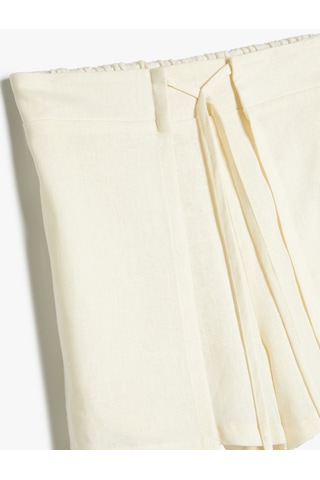 Koton Keten Şort Etek Beli Lastikli Beyaz 4skg40170aw Beyaz