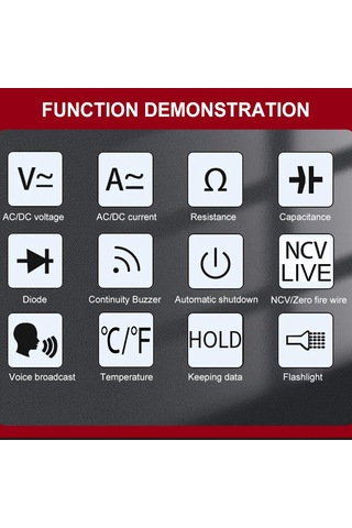 Maiyame Tooltop 8106t Lcd Ekranlı Taylandlı Sesli Multimetre - Otomatik Ac/dc Tanıma, Kapasite/diyot Testi, 6000 Gösterim, Arka Işık Ve El Feneri